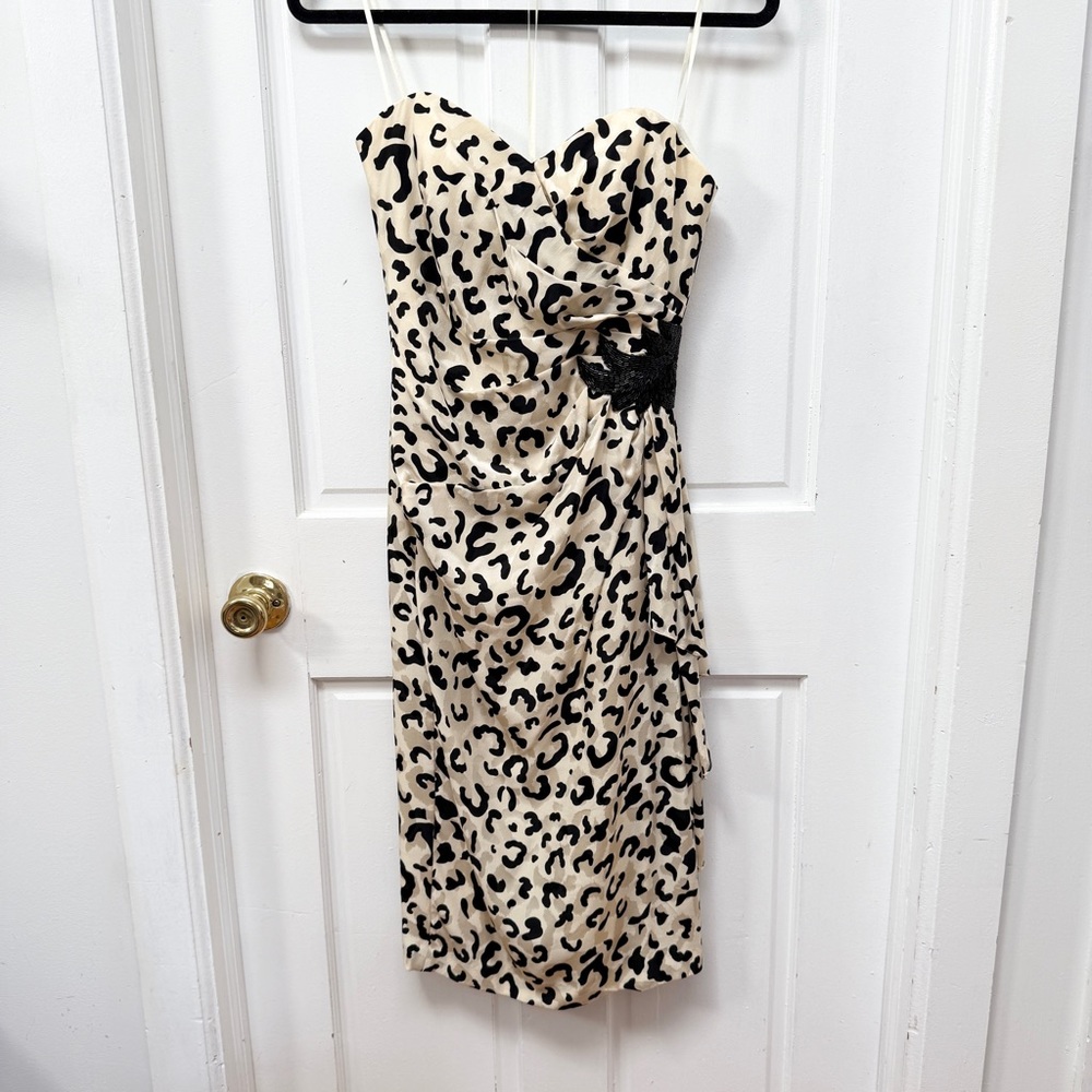 Silk Leopard Print Strapless Dress